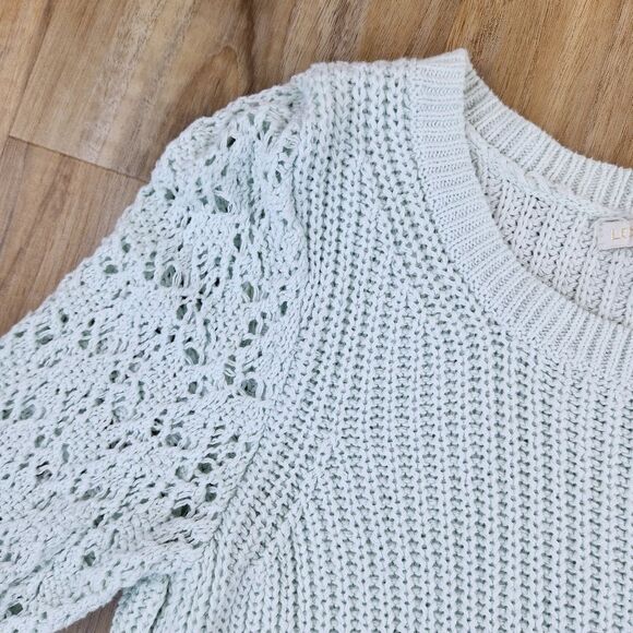 💛Lauren Conrad Mint Loose Knit Cropped Sweater Medium - Picture 4 of 8